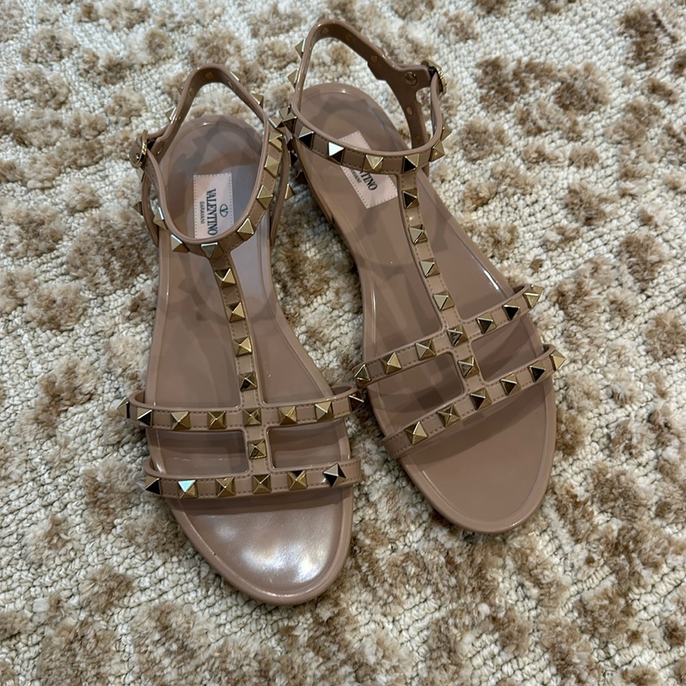 Valentino Rockstud Accents Rubber Gladiator Sandals